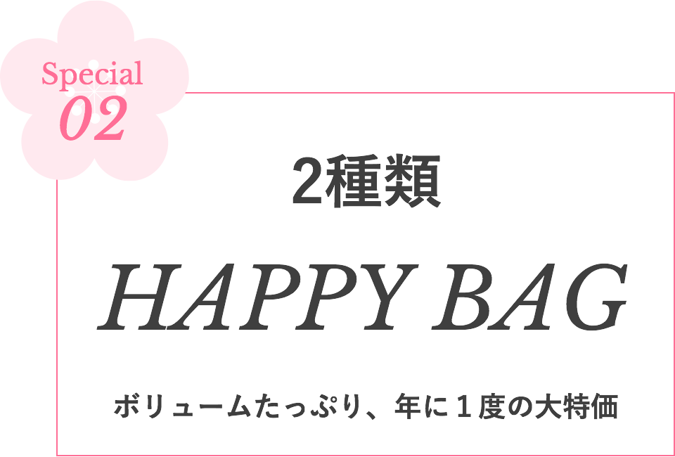 Special02 2種類 HAPPY BAG ボリュームたっぷり、年に1度の大特価